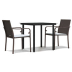 3-tlg. Garten-Essgruppe mit Kissen Poly Rattan und Stahl