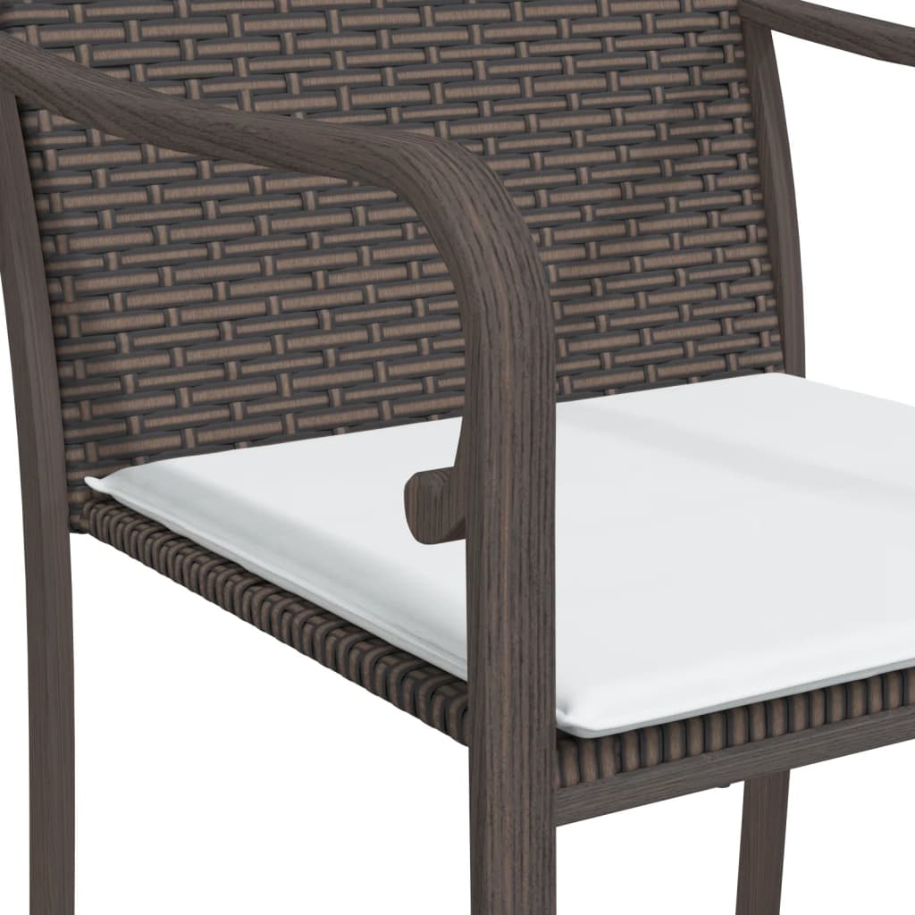 3-tlg. Garten-Essgruppe mit Kissen Poly Rattan und Stahl