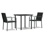 3-tlg. Garten-Essgruppe mit Kissen Poly Rattan und Stahl