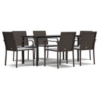 7-tlg. Garten-Essgruppe mit Kissen Poly Rattan und Stahl