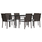 7-tlg. Garten-Essgruppe mit Kissen Poly Rattan und Stahl