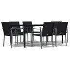 7-tlg. Garten-Essgruppe mit Kissen Poly Rattan und Stahl