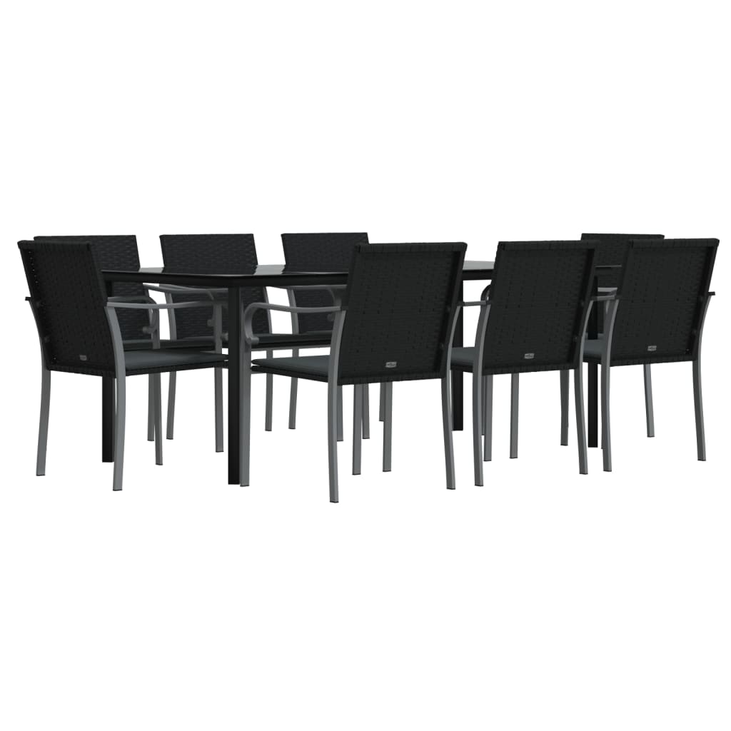 9-tlg. Garten-Essgruppe mit Kissen Poly Rattan und Stahl