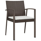 3-tlg. Garten-Essgruppe mit Kissen Poly Rattan und Stahl