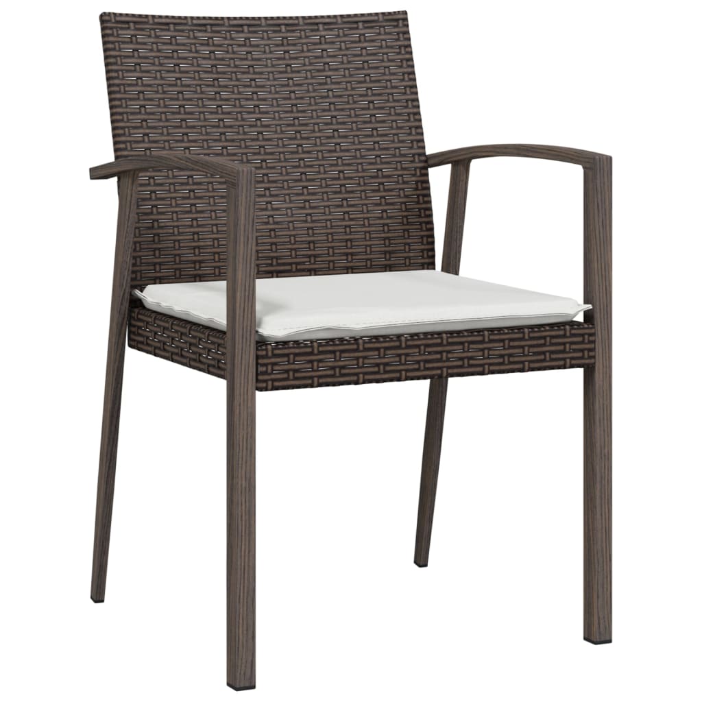 3-tlg. Garten-Essgruppe mit Kissen Poly Rattan und Stahl