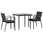 3-tlg. Garten-Essgruppe mit Kissen Poly Rattan und Stahl