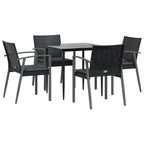 5-tlg. Garten-Essgruppe mit Kissen Poly Rattan und Stahl