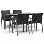 5-tlg. Garten-Essgruppe mit Kissen Poly Rattan und Stahl