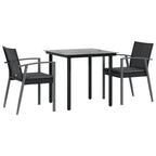 3-tlg. Garten-Essgruppe mit Kissen Poly Rattan und Stahl