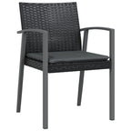 3-tlg. Garten-Essgruppe mit Kissen Poly Rattan und Stahl