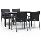 5-tlg. Garten-Essgruppe mit Kissen Poly Rattan und Stahl