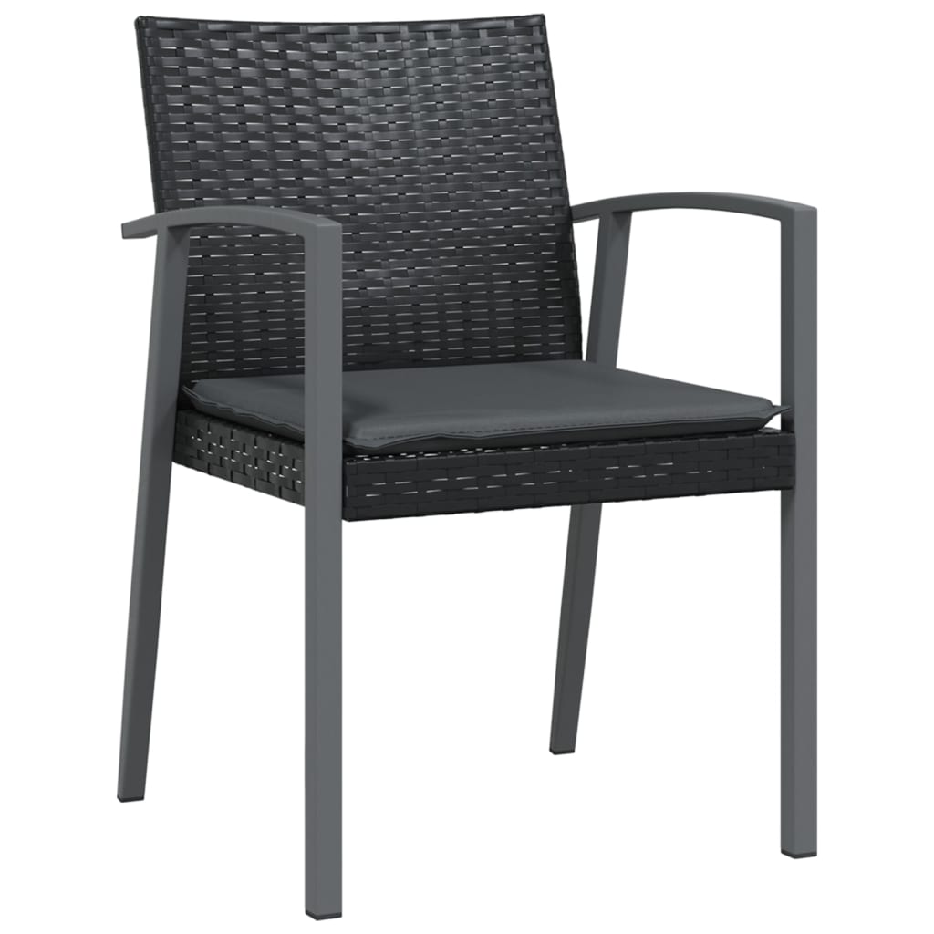 5-tlg. Garten-Essgruppe mit Kissen Poly Rattan und Stahl