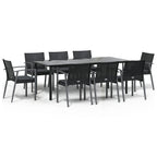 9-tlg. Garten-Essgruppe mit Kissen Poly Rattan und Stahl