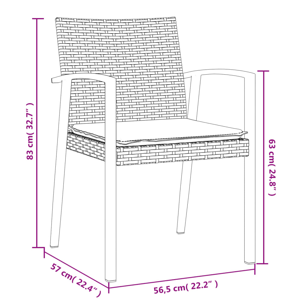9-tlg. Garten-Essgruppe mit Kissen Poly Rattan und Stahl