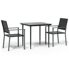 3-tlg. Garten-Essgruppe Poly Rattan und Stahl