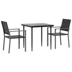 3-tlg. Garten-Essgruppe Poly Rattan und Stahl