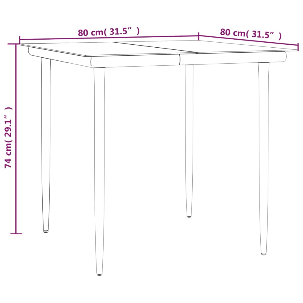 3-tlg. Garten-Essgruppe Poly Rattan und Stahl