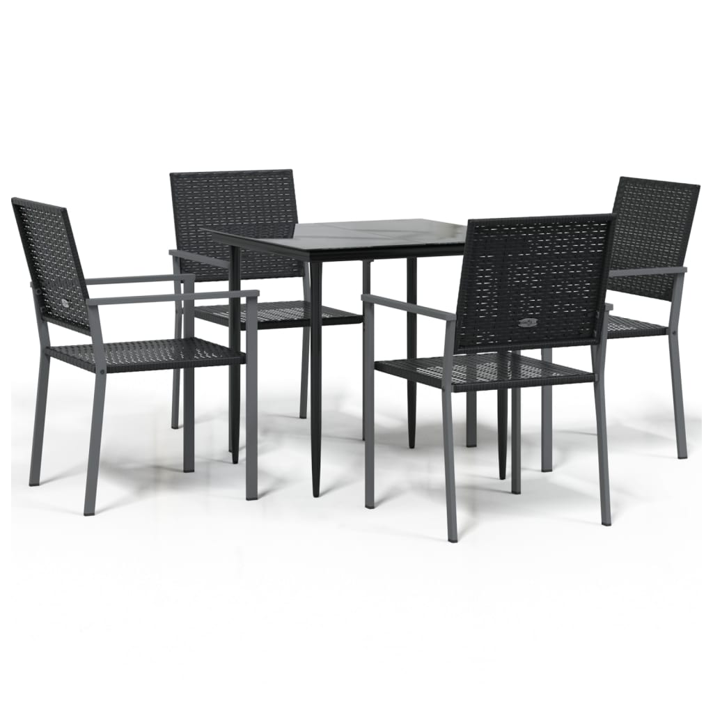 5-tlg. Garten-Essgruppe Poly Rattan und Stahl