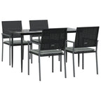 5-tlg. Garten-Essgruppe mit Kissen Poly Rattan und Stahl
