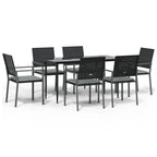 7-tlg. Garten-Essgruppe mit Kissen Poly Rattan und Stahl