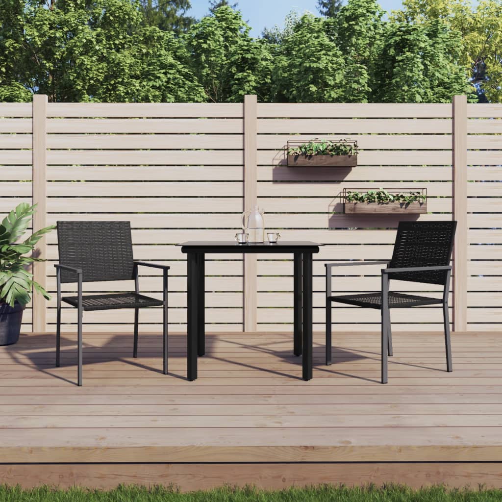 3-tlg. Garten-Essgruppe Poly Rattan und Stahl