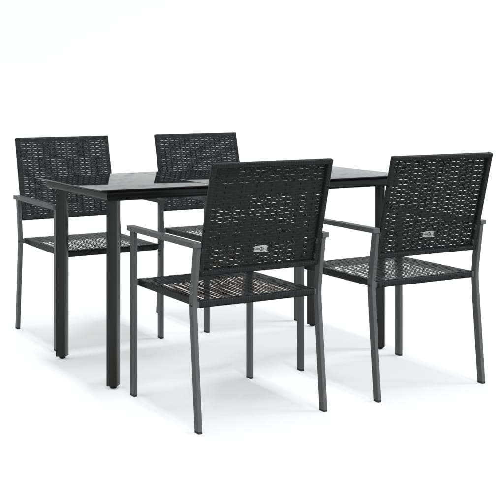 5-tlg. Garten-Essgruppe Poly Rattan und Stahl