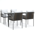5-tlg. Garten-Essgruppe mit Kissen Poly Rattan und Stahl