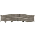 5-tlg. Garten-Lounge-Set mit Kissen Grau Poly Rattan