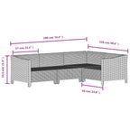 5-tlg. Garten-Lounge-Set mit Kissen Grau Poly Rattan