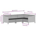6-tlg. Garten-Lounge-Set mit Kissen Grau Poly Rattan