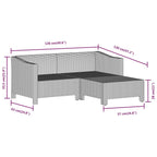 6-tlg. Garten-Lounge-Set mit Kissen Grau Poly Rattan