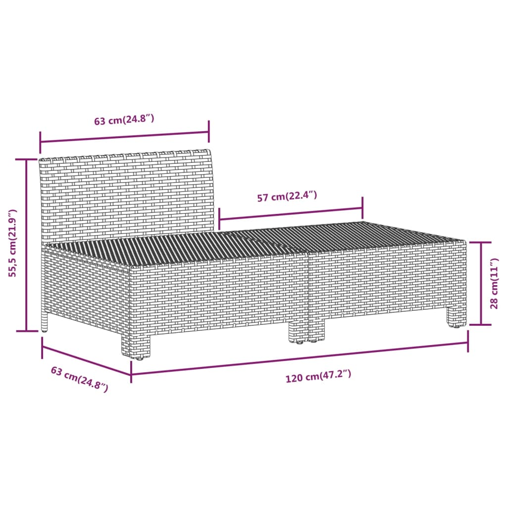 9-tlg. Garten-Lounge-Set mit Kissen Grau Poly Rattan