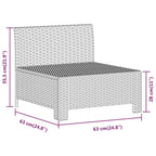 7-tlg. Garten-Lounge-Set mit Kissen Grau Poly Rattan