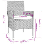 7-tlg. Garten-Essgruppe mit Kissen Schwarz Poly Rattan