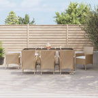 9-tlg. Garten-Essgruppe mit Kissen Beige Poly Rattan