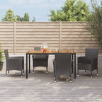 5-tlg. Garten-Essgruppe mit Kissen Schwarz Poly Rattan