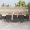 9-tlg. Garten-Essgruppe mit Kissen Schwarz Poly Rattan