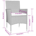 5-tlg. Garten-Bistro-Set mit Kissen Grau Poly Rattan