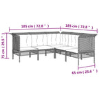 6-tlg. Garten-Lounge-Set mit Kissen Grau Poly Rattan