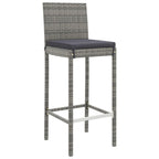 9-tlg. Gartenbar-Set mit Kissen Grau Poly Rattan