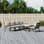 7-tlg. Garten-Lounge-Set mit Sandfarbigen Kissen Stahl