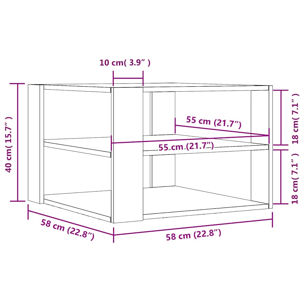 Couchtisch Sonoma-Eiche 58x58x40 cm Holzwerkstoff