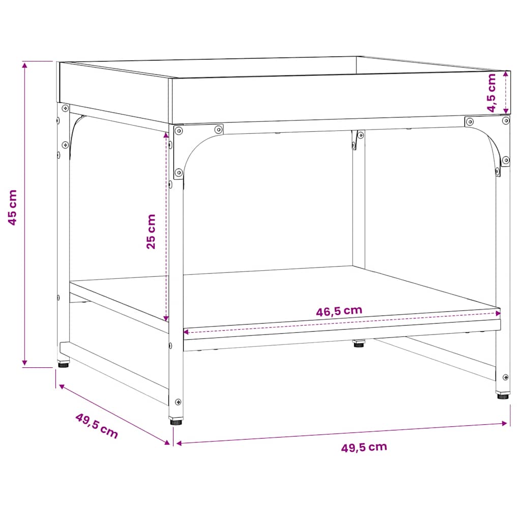 Couchtisch Schwarz 49,5x49,5x45 cm Holzwerkstoff