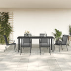7-tlg. Garten-Essgruppe Schwarz Stahl und Textilene