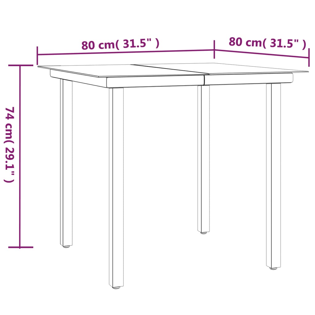 5-tlg. Garten-Essgruppe Schwarz Poly Rattan und Stahl