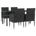 5-tlg. Garten-Essgruppe Schwarz Poly Rattan und Stahl