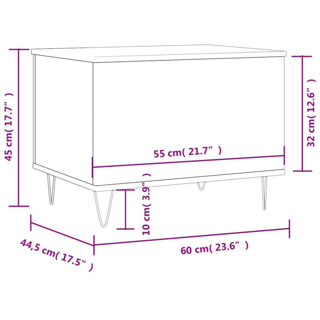 Couchtisch Weiß 60x44,5x45 cm Holzwerkstoff
