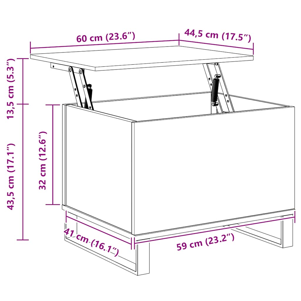 Couchtisch Betongrau 60x44,5x45 cm Holzwerkstoff