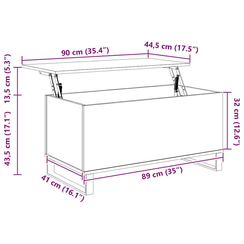 Couchtisch Sonoma-Eiche 90x44,5x45 cm Holzwerkstoff