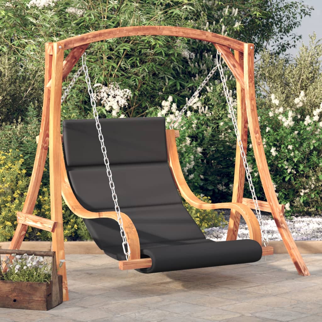 Hollywoodschaukel mit Auflage Massivholz Fichte mit Teak-Finish